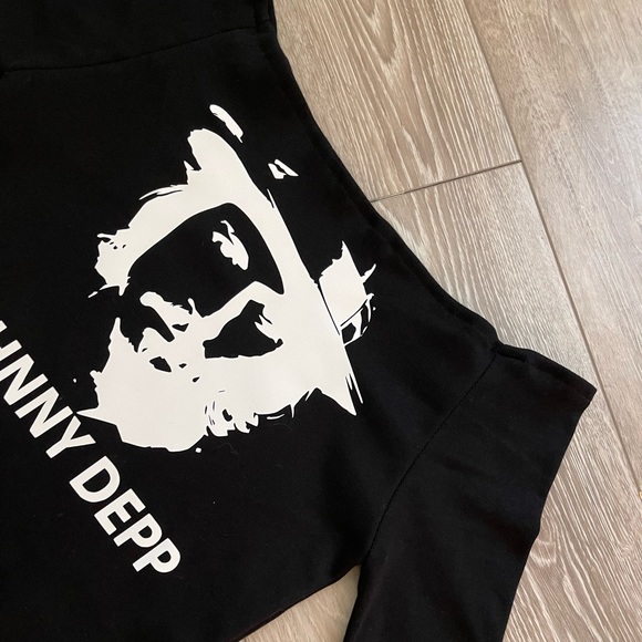 New JOHNNY DEPP black crop top Short Sleeve for women size S Justice For Johnny - Picture 4 of 8